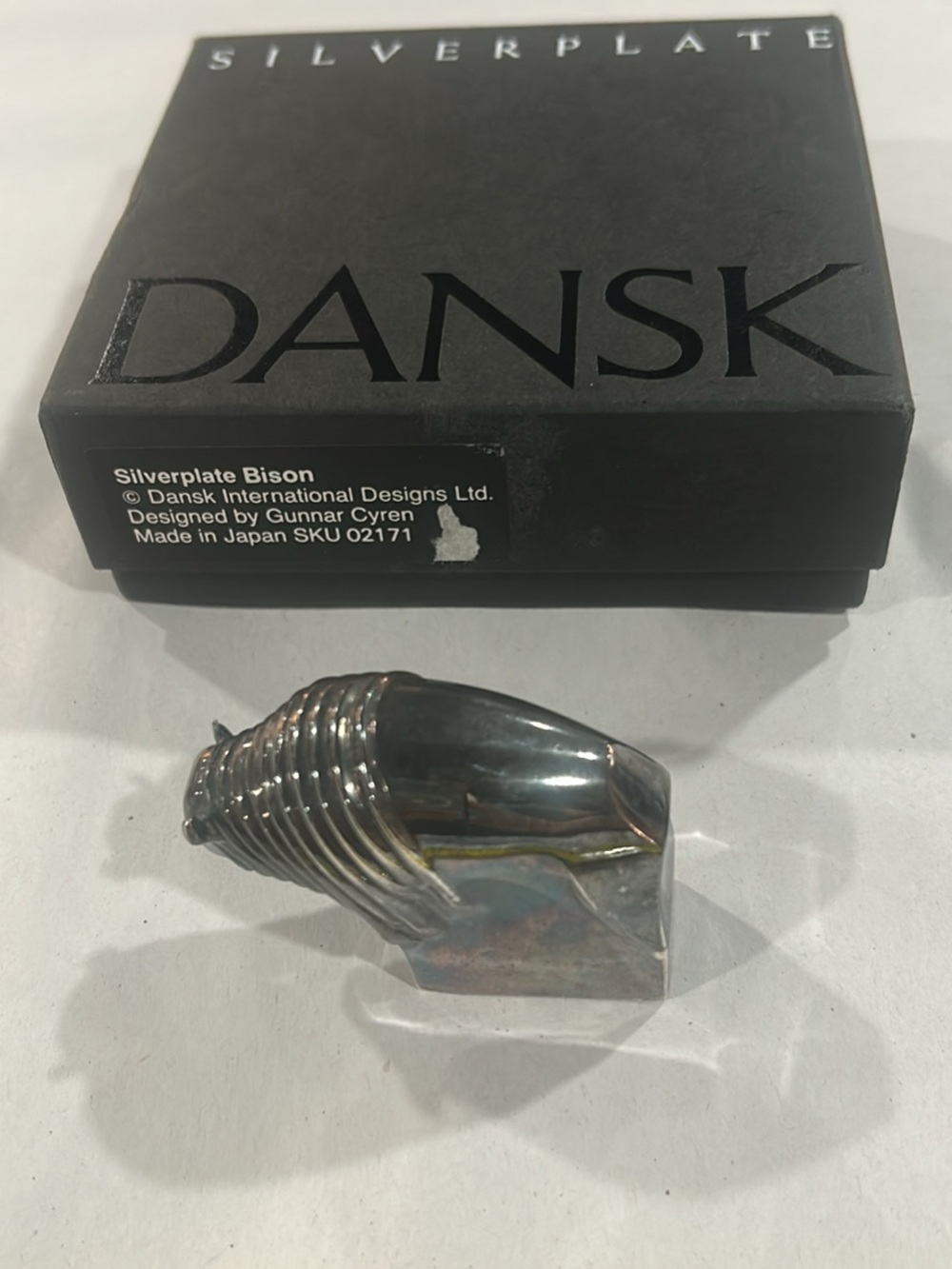 Dansk Silverplate Bison Sculpture - Silver Tone